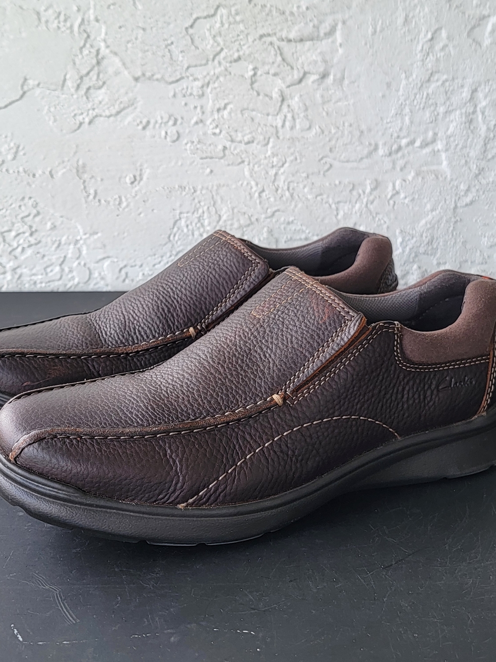 Clarks Cotrell Step Slip On Shoes Brown Oily Leather Men’s US 9 W
